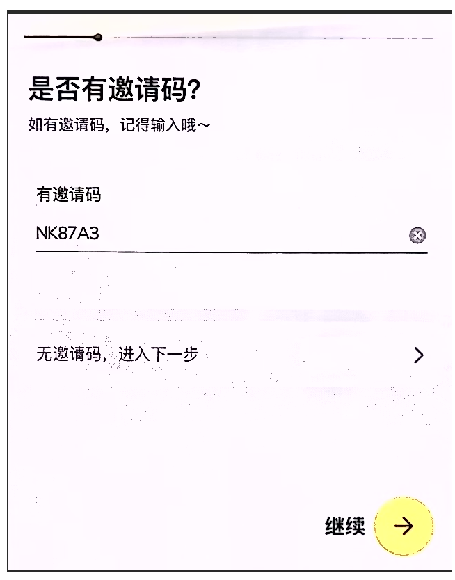 这一步填邀请码，别划走配图